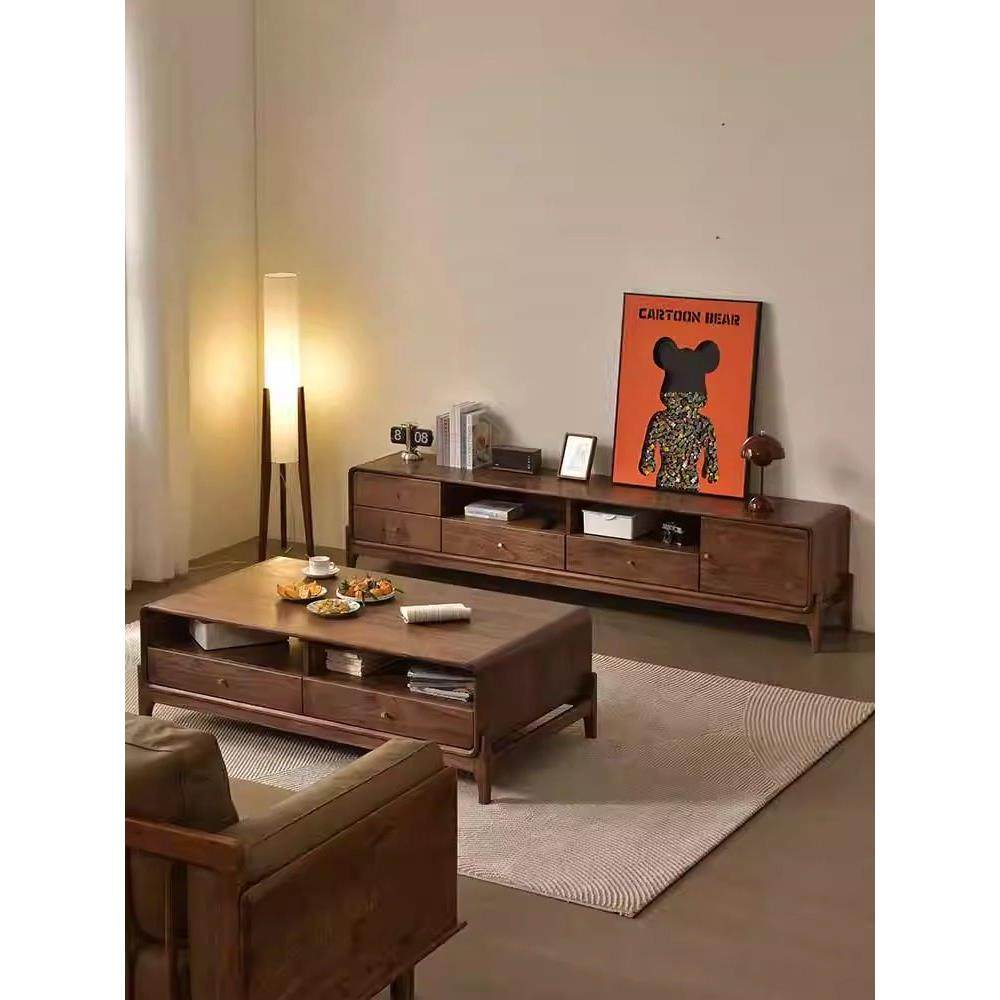 黑胡桃木电视柜咖啡桌组合覆古实木地板柜客厅储物柜家庭原木家具,住宅家具,电视柜,淘宝优惠券,粉丝福利购,淘宝优惠卷