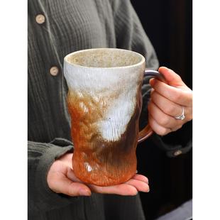 复古陶瓷杯咖啡杯子早餐杯啤酒杯 粗陶大容量马克杯喝水杯创意日式