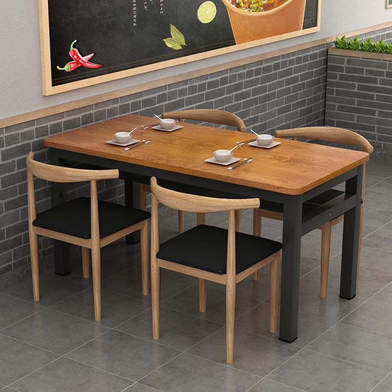快餐桌椅组合长方形快餐小吃店酒吧餐饮面馆商业食堂餐厅餐桌