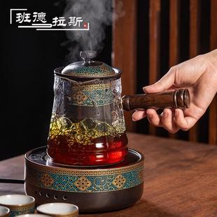 耐热玻璃蒸汽煮茶壶小型家用自动侧把烧水壶 复古电陶炉煮茶器套装