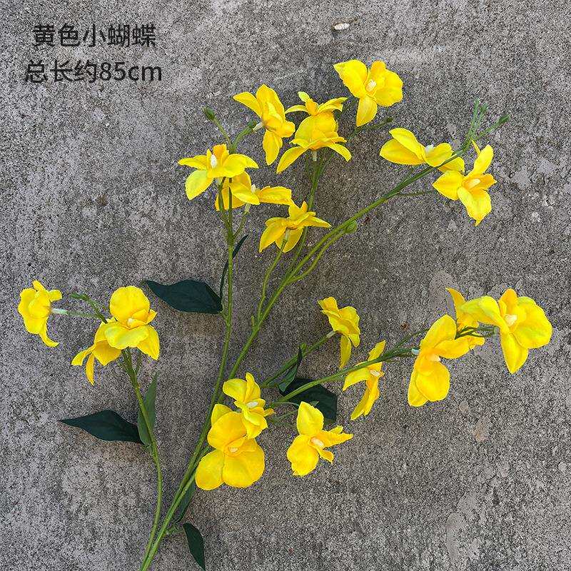 婚庆蝴蝶花假花风铃花欧式居家装饰文心兰跨境花束5叉仿真跳舞兰