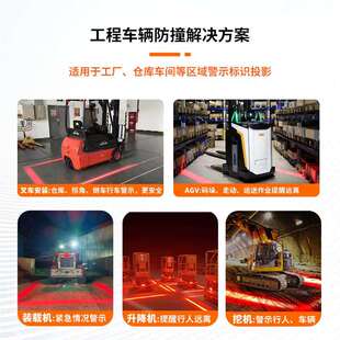 叉车LED警示区域安全灯铲车倒车红蓝光边界一字登高车限位示宽灯