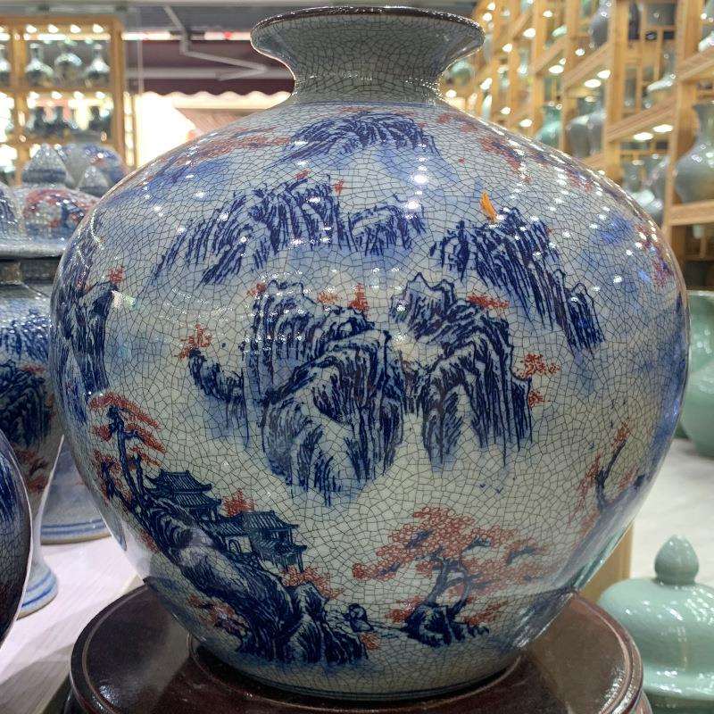 陶瓷花瓶仿古青花瓷器摆件新中式客厅玄关电视柜装饰花器
