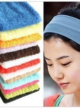 纯色毛线运动发带头箍健身瑜伽街舞嘻哈头带跑步吸汗止汗蓝黄红色