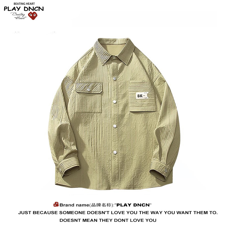PLAY DCDN长袖衬衫男春秋季潮流时尚翻领夹克宽松休闲衬衣外套