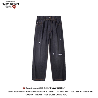 PLAY DCDN牛仔裤男潮牌秋冬季新款宽松直筒阔腿裤子美式休闲长裤