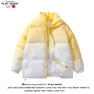 PLAY DCDN2025冬季新款超火ins休闲男士潮流渐变立领棉衣棉服