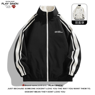 PLAY DCDN双面穿羊羔绒棉服冬季羽绒棉加厚保暖情侣棉衣外套
