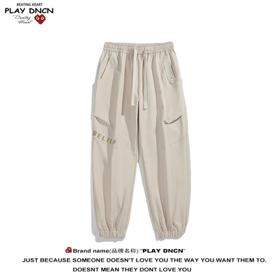 PLAY DCDN潮牌港风宽松直筒休闲长裤抽绳束脚卫裤
