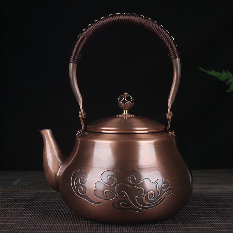 户外烧水壶纯紫铜煮水壶 泡茶神器 茶具套装露营便捷烧水壶