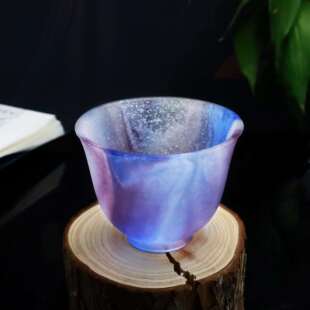 锋明古法琉璃粉烧薄胎品茗杯茶杯磨砂闻香杯客杯冰烧主人杯