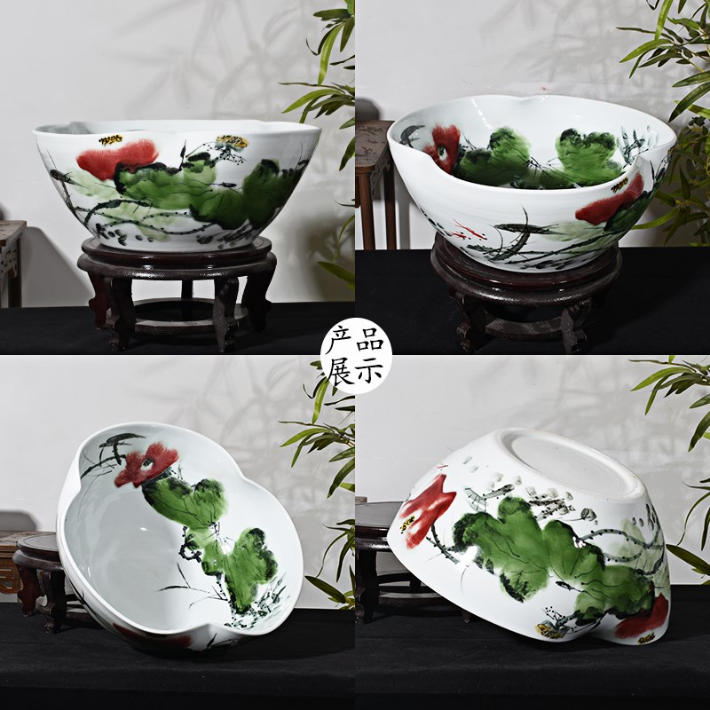 景德镇异形陶瓷水培无孔荷花盆睡莲碗莲花专用铜钱草庭院鱼缸家用