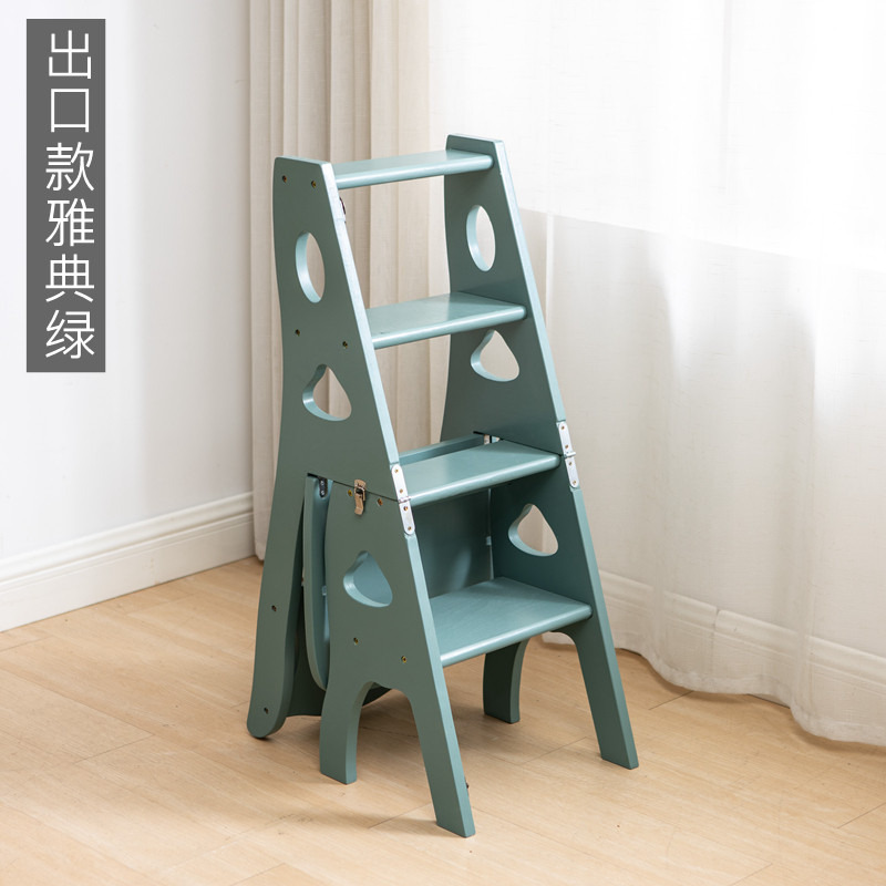 实木折叠梯子家用折叠两用楼梯椅凳 实木梯凳多功能折叠梯椅凳子
