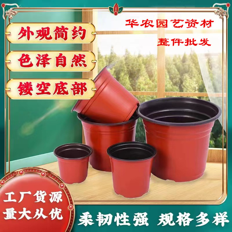 加厚双色盆育苗盆防晒抗氧化培育盆花盆多肉草莓盆大号育苗双色盆
