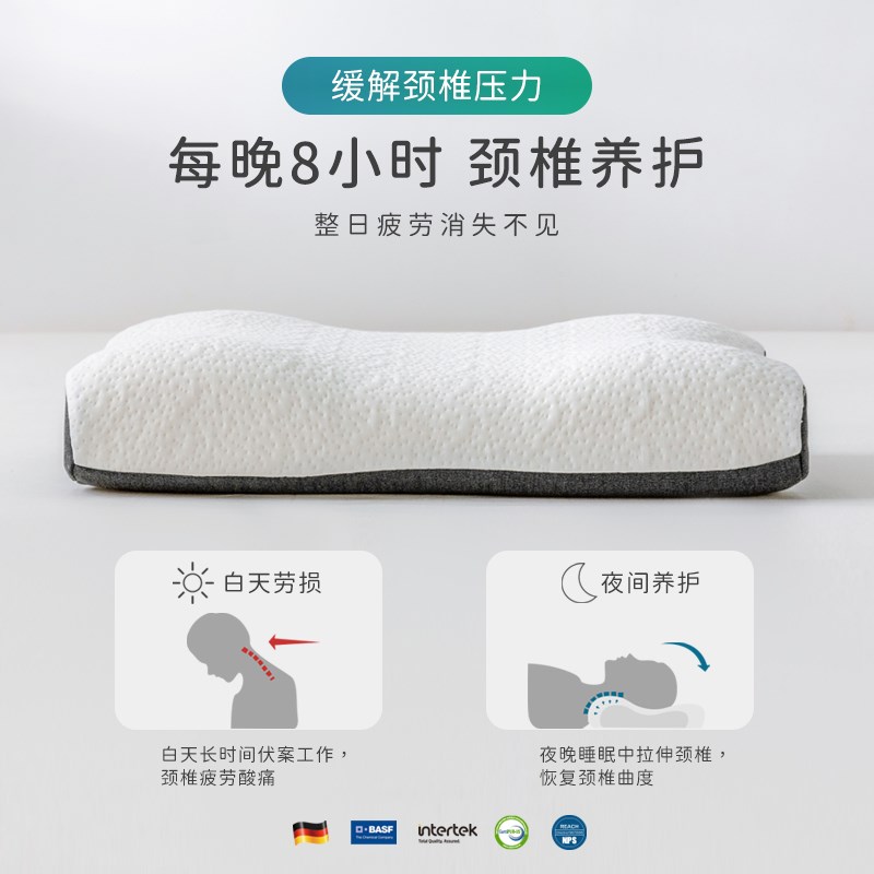 太空云浮记忆棉枕头芯护颈椎双层枕套抗菌莫代尔针织聚氨酯慢回弹