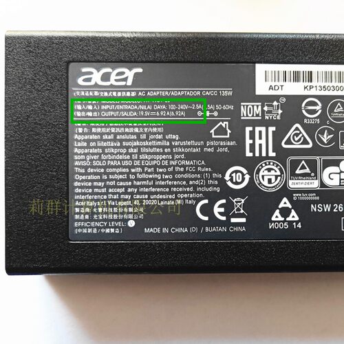 宏基暗影骑士擎笔记本电源适配器19.5V6.92A充电器通用ADP-135NBB