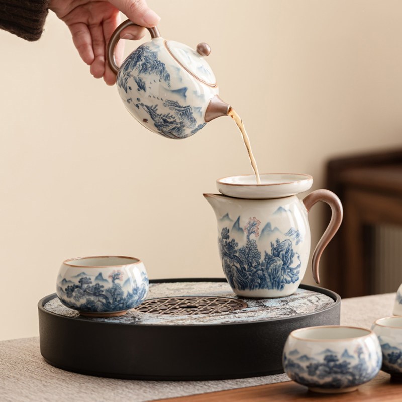 汝窑茶具套装家用轻奢高档办公室泡茶带茶盘2025新款礼盒乔迁礼物