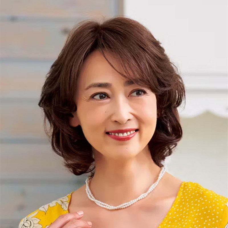 假发全头套女真人发丝短卷发中老年女士妈妈整顶发套逼真自然真发