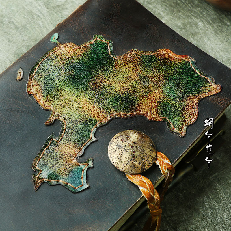 北斗七星头层牛皮笔记本手账本日记本手工复古怀旧皮质真皮本子