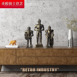 中世纪北欧式轻奢罗马盔甲摆件创意复古欧式骑士金属工艺品装饰