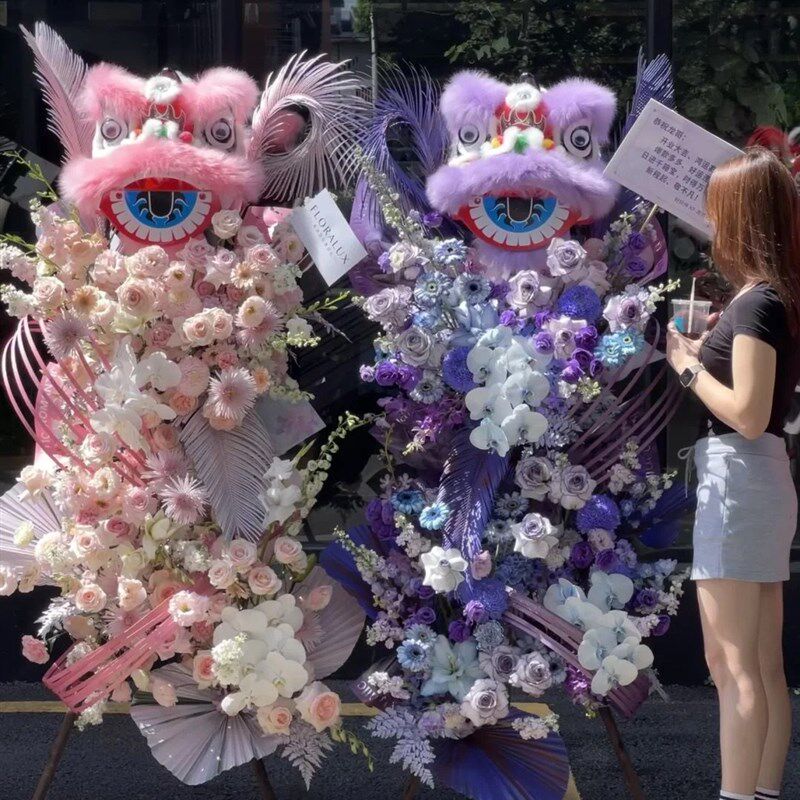 儿童狮子头舞狮头套醒狮开业花篮小狮头塑料羊毛狮开业花篮醒狮头