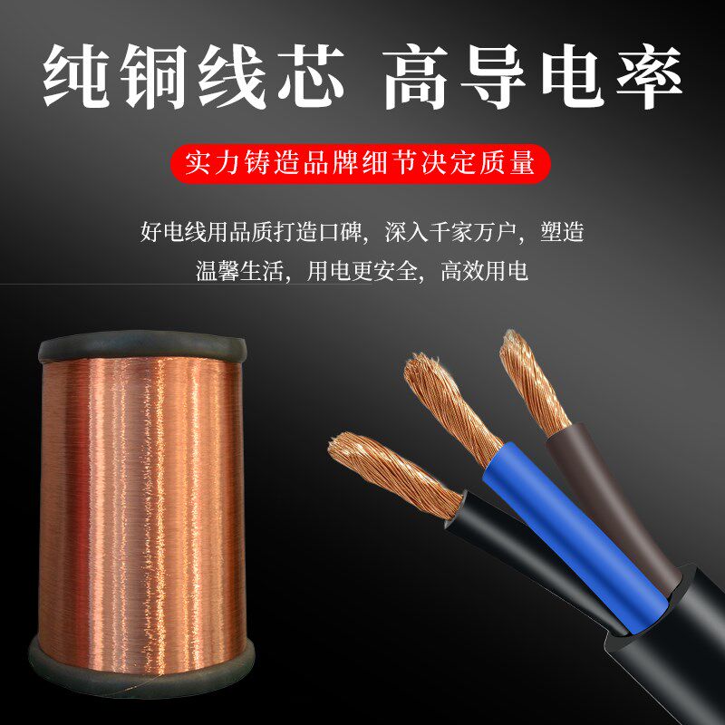 国标两芯电缆线12点546平方纯铜芯两相户外防水防晒2芯50米软护套