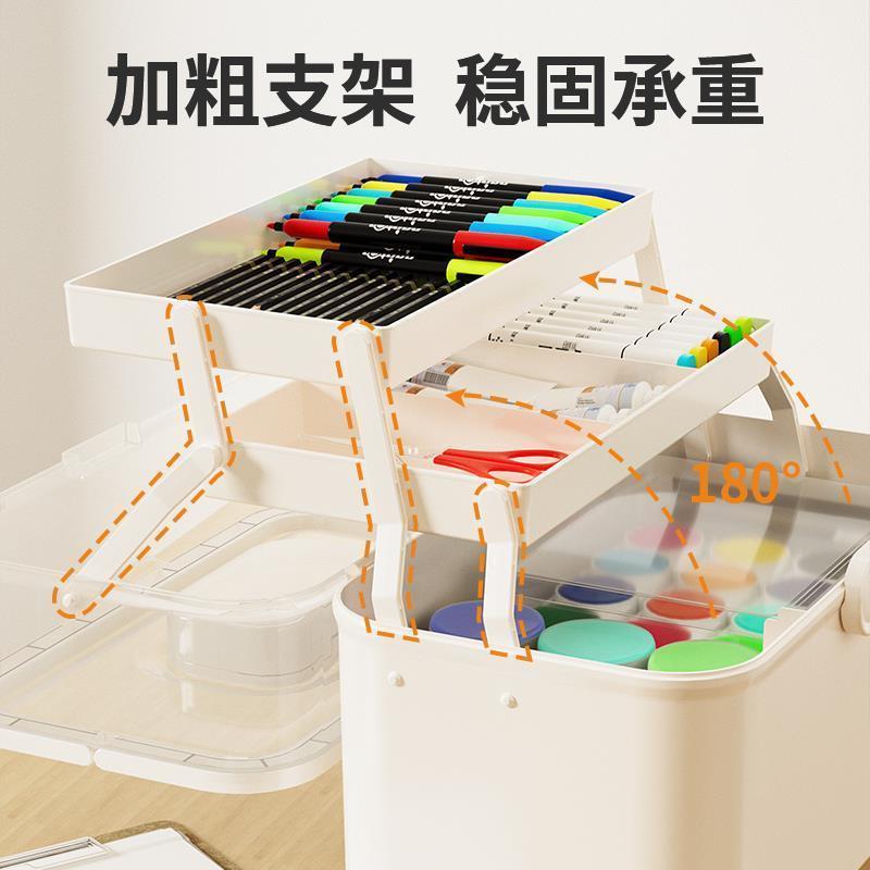美术生工具箱大号绘画颜料收纳箱画多功能三层加厚收纳盒艺考专用