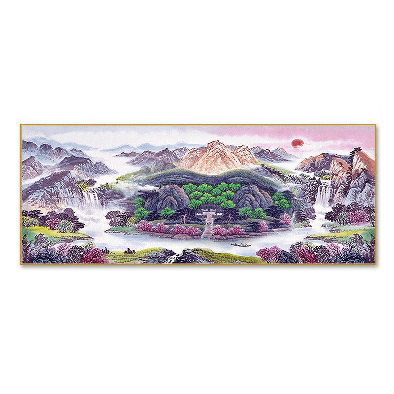 5d钻石画满钻新款旭日东升贴钻十字绣钻石绣2026客厅山水风景中式