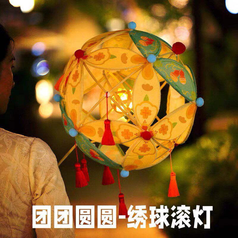 代做新年元宵节手工灯笼竹编diy非遗绣球花灯成品过年舞蹈滚灯
