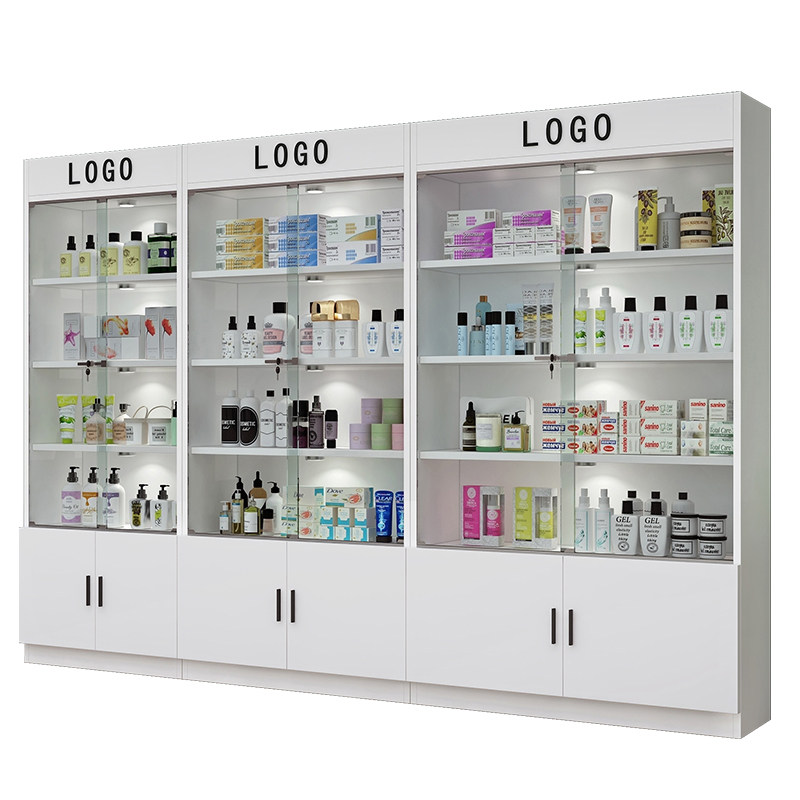 玻璃展示柜商用玻璃门产品化妆品货柜样品展柜带锁美容院礼品柜子