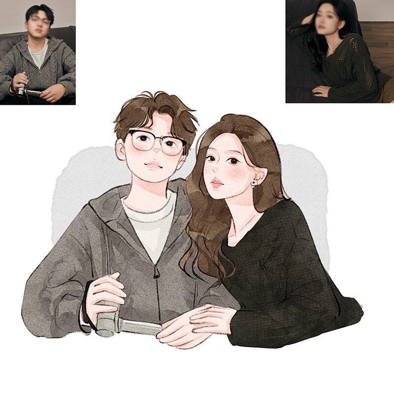 q版手绘水彩卡通头像设计情侣动漫真人照片漫画人物个性绘画约稿