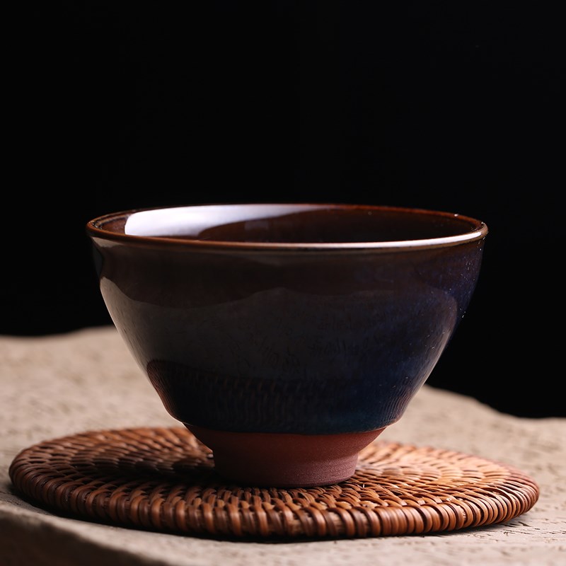 周建强回蓝建盏全手工天目曜变茶器 复古瓷质茶具南平建阳产