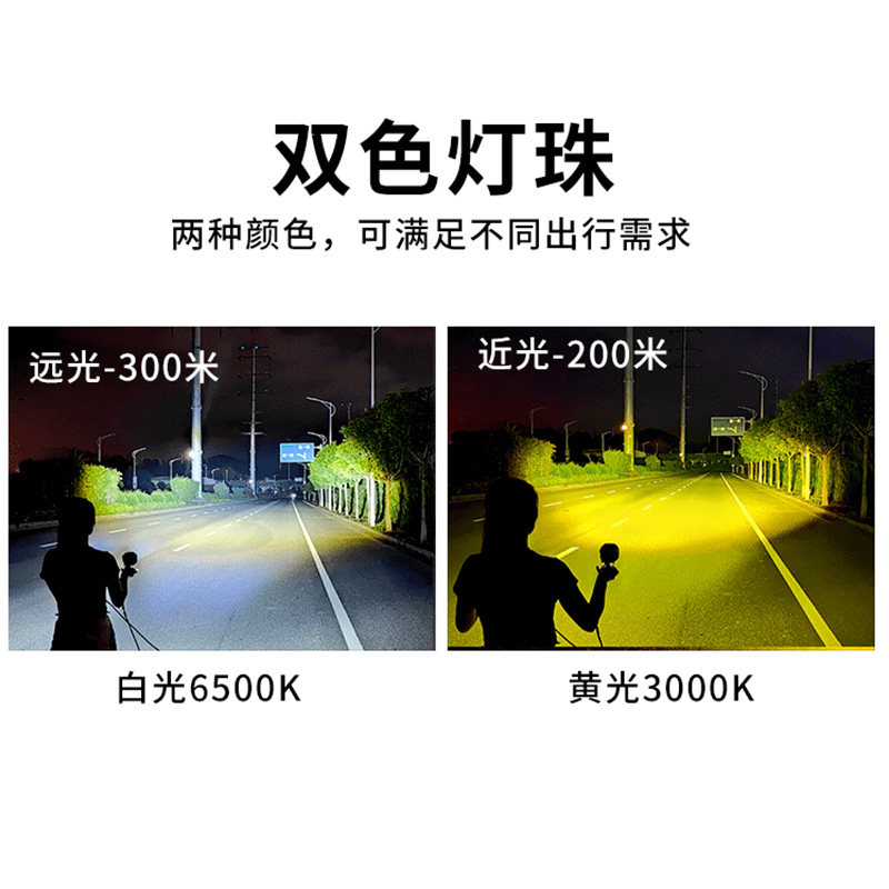 汽车LED射灯外置前杠黄白双色改装开道辅助灯12V24伏超亮中网雾灯