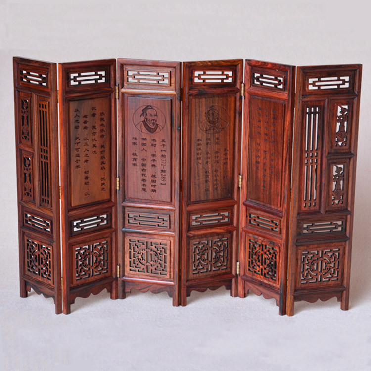 中式仿古红酸枝屏风 明清小家具模型 红木工艺品木雕娃屋实木摆件