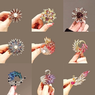 高档水晶凤尾胸针女款轻奢高级感西装毛衣别针送长辈大号胸花配饰