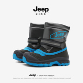 防水防滑男童女童大棉鞋 jeep儿童雪地靴加绒加厚2025新款 冬季 保暖