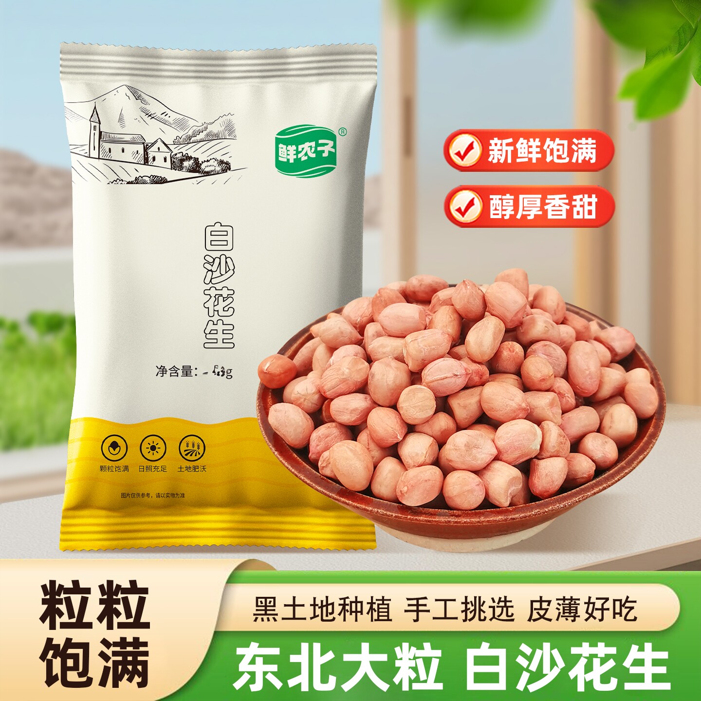 25年现剥花生米生粉皮新鲜大粒花生米不带壳榨油白沙花生仁200g