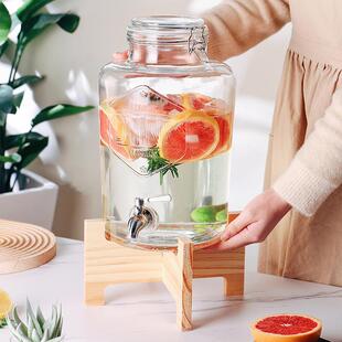 水容器 家用玻璃冷水壶带龙头大容量饮料桶凉水壶水果茶桶果汁壶装