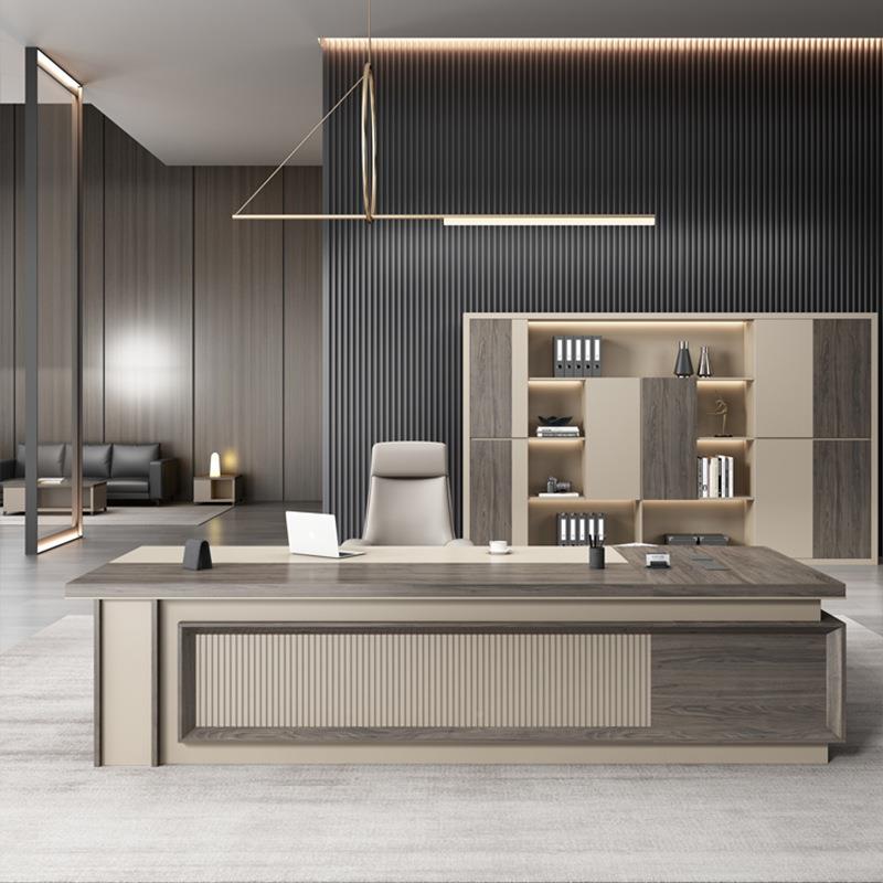 桌高档轻简约现代奢老板办公经理0568总裁董事长老桌桌椅组合大板