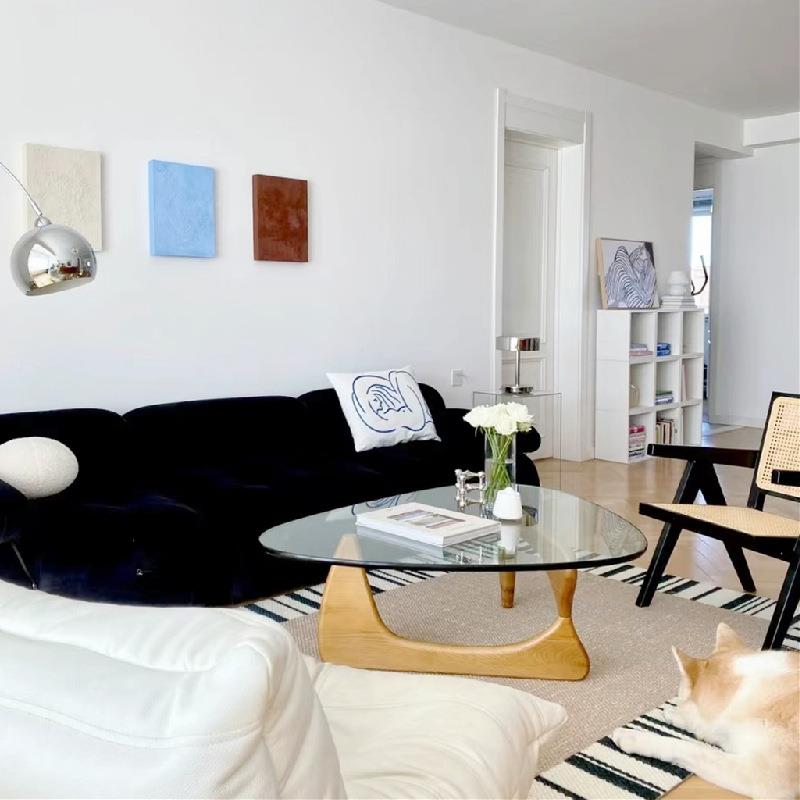 客厅用极简野口勇三角桌玻璃茶几小户型家现代简约HH-A01咖桌INS