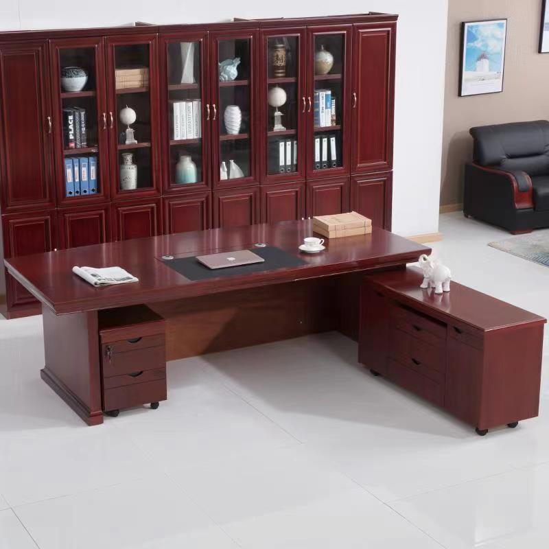 油漆老办板桌总06裁大板台大班工桌经理办公桌组合实木贴皮椅主管