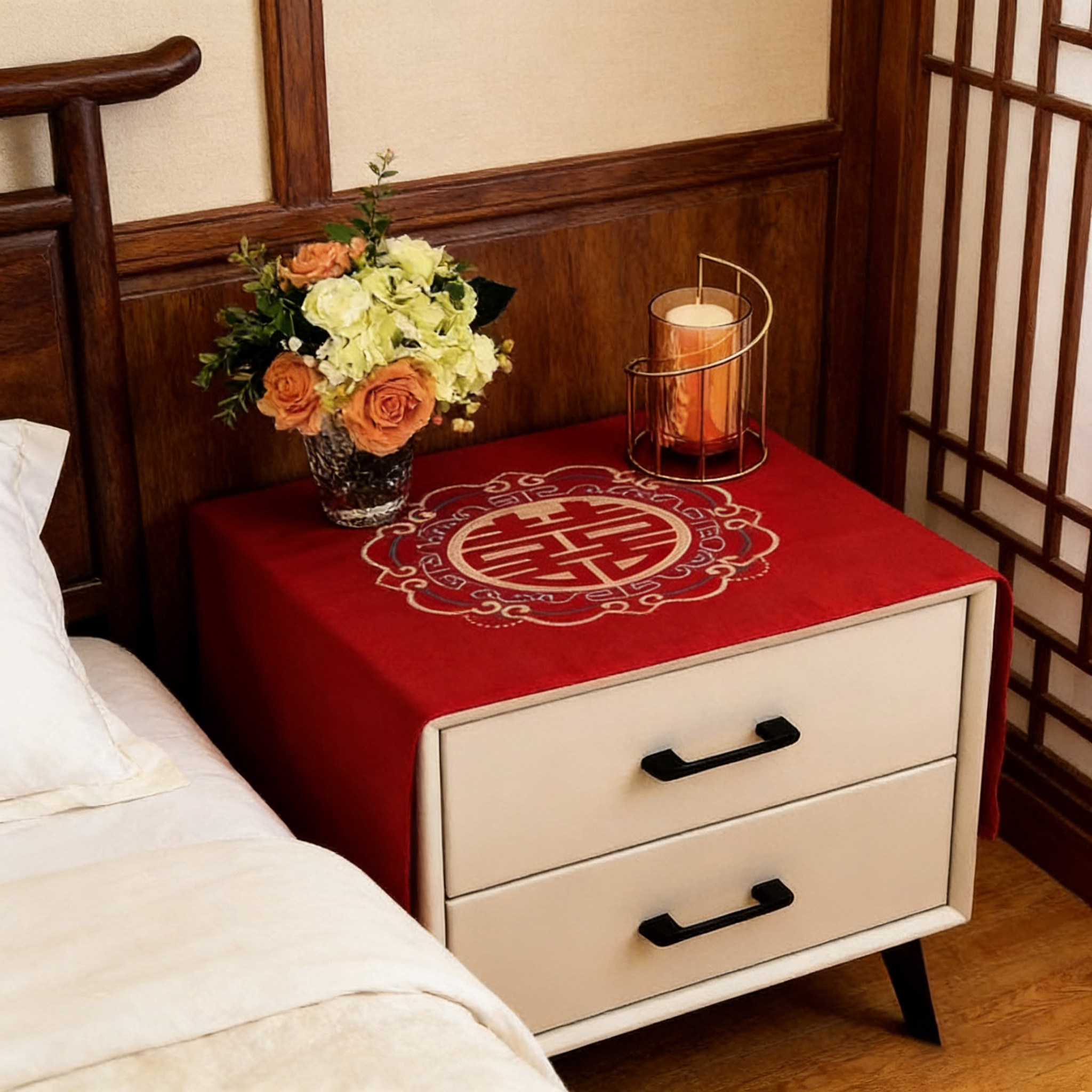 床头柜盖布结婚用婚房布置婚庆红色喜庆大气房间防尘台布桌垫新房,居家布艺,万能盖巾,淘宝优惠券,粉丝福利购,淘宝优惠卷