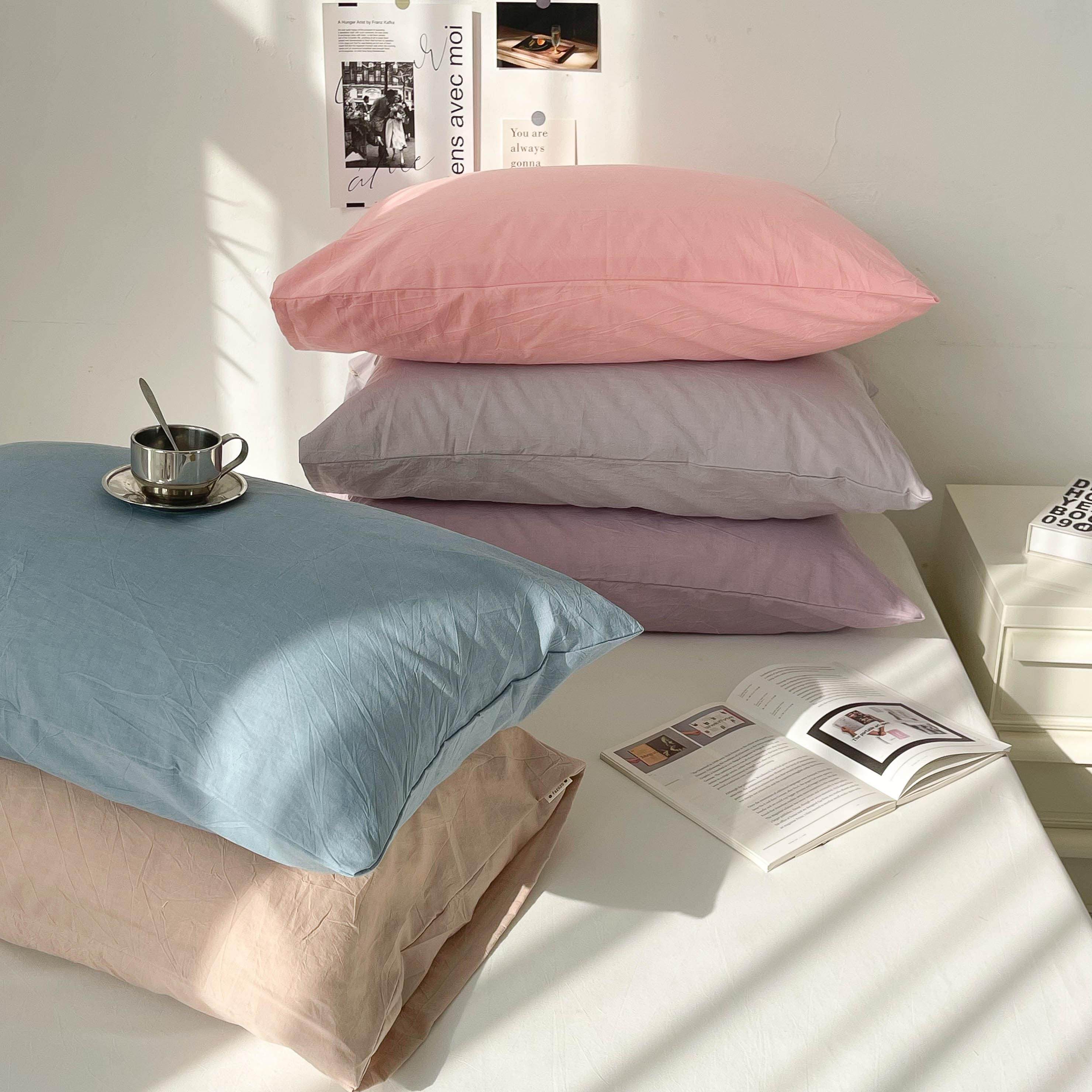 朴实无华小舒服 全棉色织水洗棉纯色枕套单只枕芯罩百搭莫兰迪色,床上用品,枕套,淘宝优惠券,粉丝福利购,淘宝优惠卷