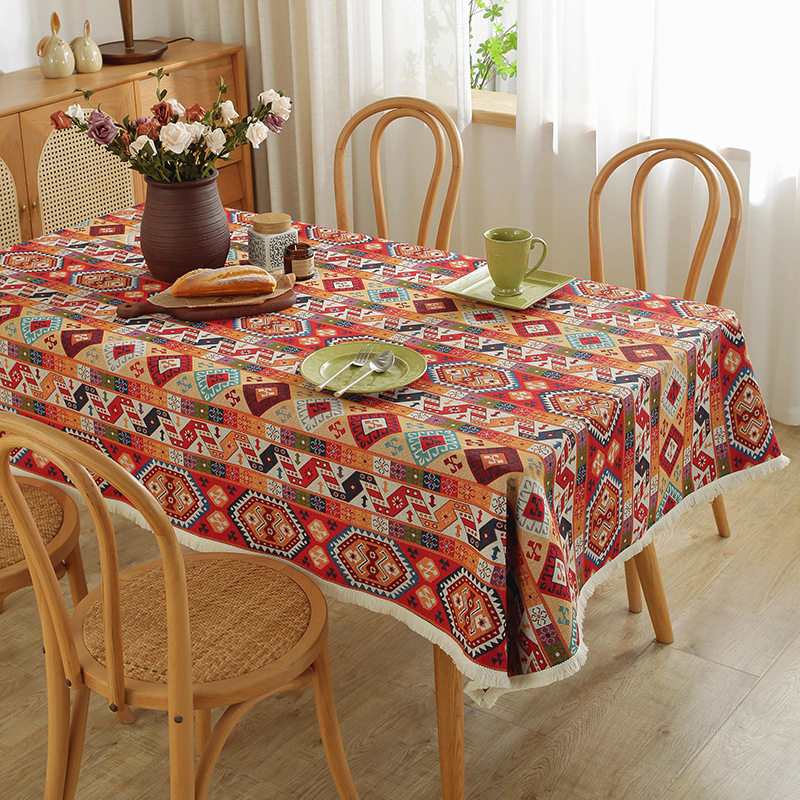 2025新款桌布棉麻波西米亚民族风复古高级感茶几轻奢流苏防尘盖布,居家布艺,桌布,淘宝优惠券,粉丝福利购,淘宝优惠卷
