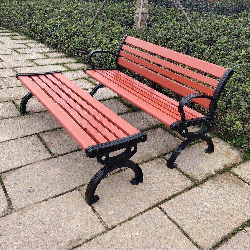 户外公园椅休闲椅塑木长椅等候椅铁艺靠背座椅厂家连排椅长条座凳