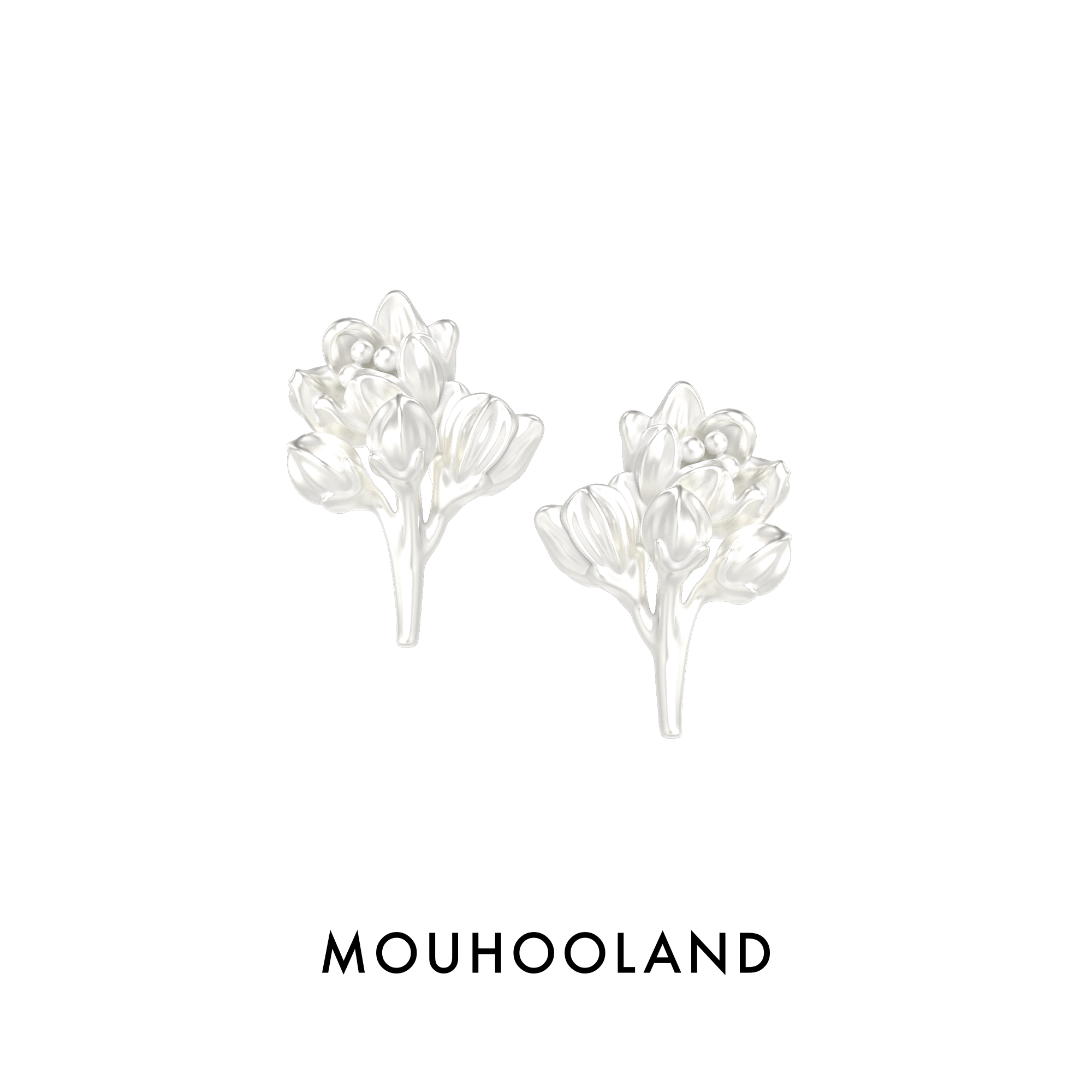 Mouhooland/暮后之地新艺术系列花束耳钉925银针耳饰小众设计耳环图片