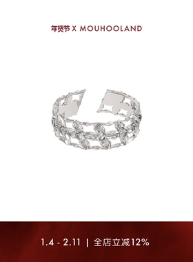 Mouhooland/暮后之地刻骨系列镂空花镜戒指925银情侣款食指戒小众