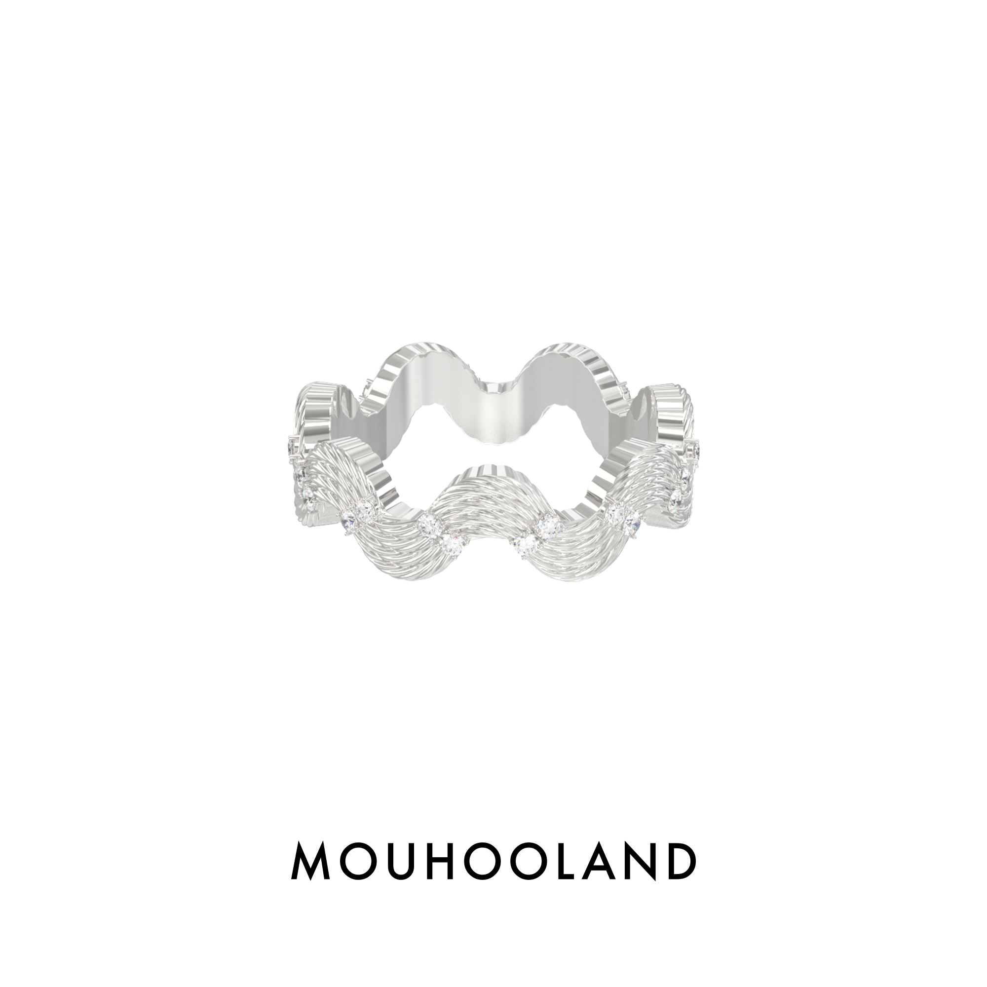 Mouhooland/暮后之地杏花系列波浪戒指小众设计食指戒情侣款指环