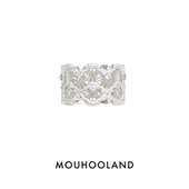 Mouhooland 双层蕾丝扇形戒指原创设计925银指环 暮后之地明星同款