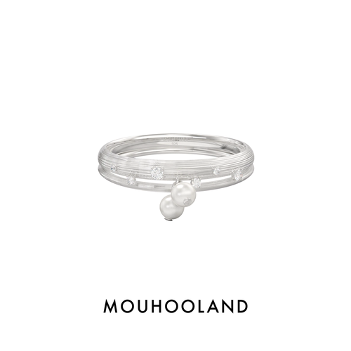 Mouhooland/暮后之地珍珠雨拉丝细戒原创设计925银手工拉丝食指戒